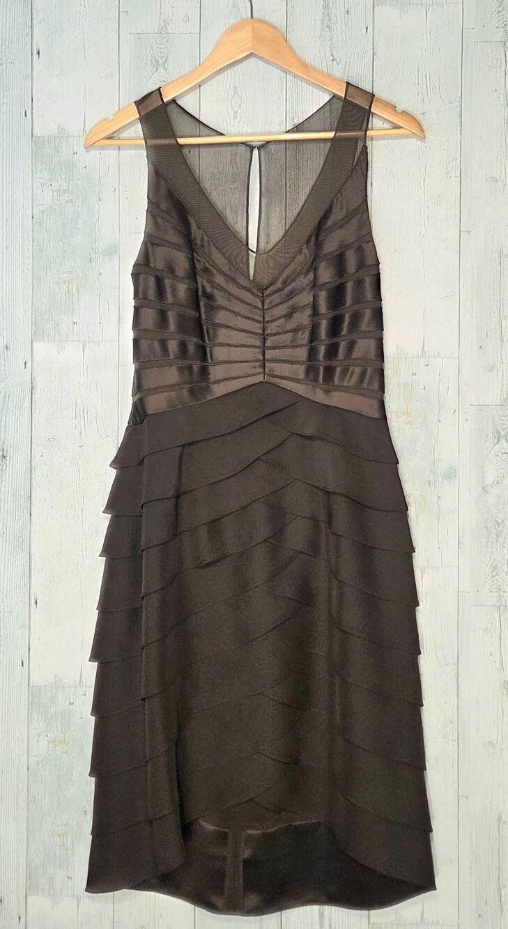 VTG Y2K Xscape Mesh and Bandage Effect Tiered Chocolate Brown Dress Sz. 10